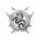 Flying Celtic dragon storm compass tattoo design idea