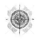 Compass with Celtic Dragon and Storm Cloud tattoo design idea