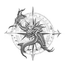 Compass Storm Cloud Dragon tattoo design idea