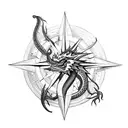 Compass Storm Cloud Dragon tattoo design idea