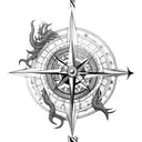 Compass Storm Cloud Dragon tattoo design idea