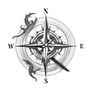 Compass Storm Cloud Dragon tattoo design idea
