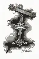 psalms 23:4 verse with a cross tattoo design idea