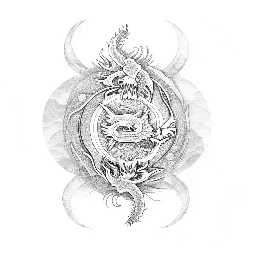 dragon, yin yang  tattoo design idea