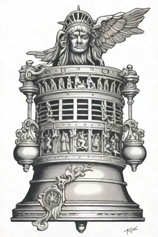 statue of liberty bell tattoo design idea