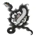 snake with lotus flower tattoo design idea
