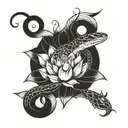 snake with lotus flower tattoo design idea