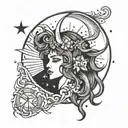 moon with halo tattoo design idea