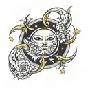 moon with halo tattoo design idea
