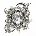 moon with halo tattoo design idea