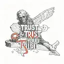 Stencil "The Words Trust Gets You Killed Love..." Tattoo - BlackInk AI