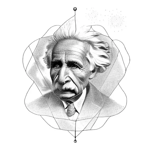 A quote saying "bask in our cosmic insignificance" with a science theme, and another with Albert Einsteins face tattoo design idea