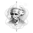 A quote saying "bask in our cosmic insignificance" with a science theme, and another with Albert Einsteins face tattoo design idea