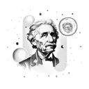 A quote saying "bask in our cosmic insignificance" with a science theme, and another with Albert Einsteins face tattoo design idea