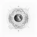 A quote saying "bask in our cosmic insignificance" with a science theme tattoo design idea