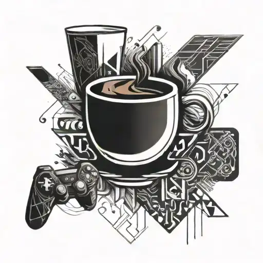 Espresso, Gaming, running tattoo design idea
