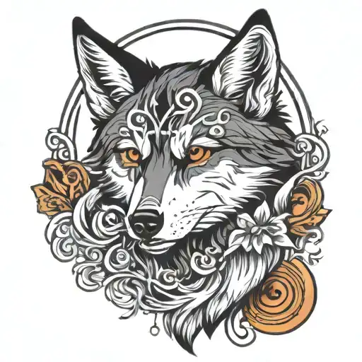 The Morrigan wolf moon   tattoo design idea
