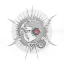 neon genesis Eva-1 walking in front of the sun tattoo design idea