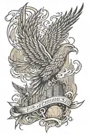 phoenix soaring with new york skyline  tattoo design idea