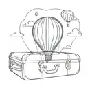 hot air balloon with suitcase tattoo design idea