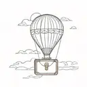 hot air balloon with suitcase tattoo design idea