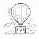 hot air balloon with suitcase tattoo design idea