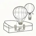hot air balloon with suitcase tattoo design idea