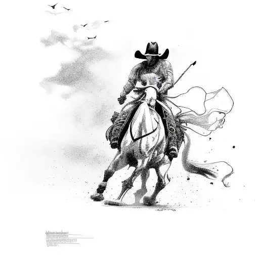 skelton cowboy riding horse tattoo design idea
