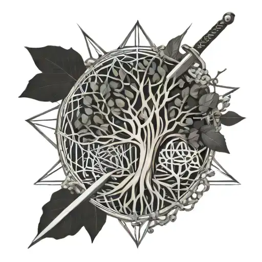 family tree, dna, sword  tattoo design idea