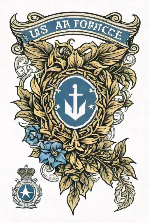 laurel wreath surrounding U S Air Force tattoo design idea