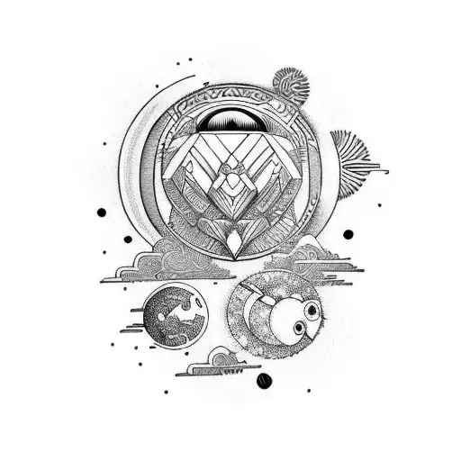 no matter where you are you will always see the same sun and moon tattoo design idea