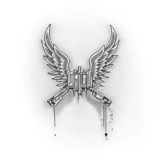 angel hold Glock 19 tattoo design idea