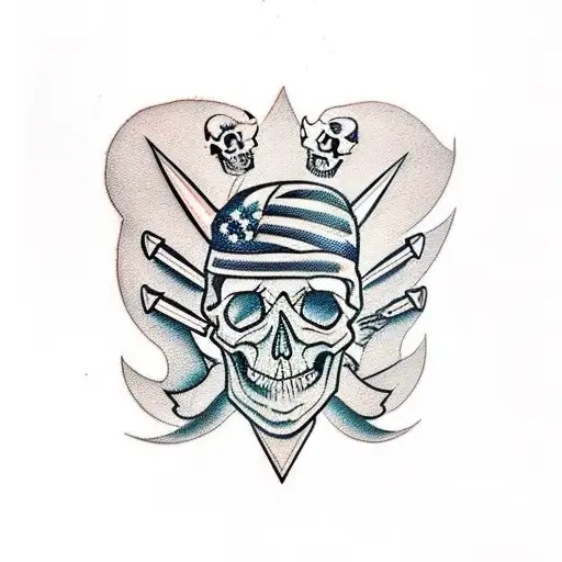 skull and nails tattoo design idea