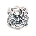 skull and nails tattoo design idea