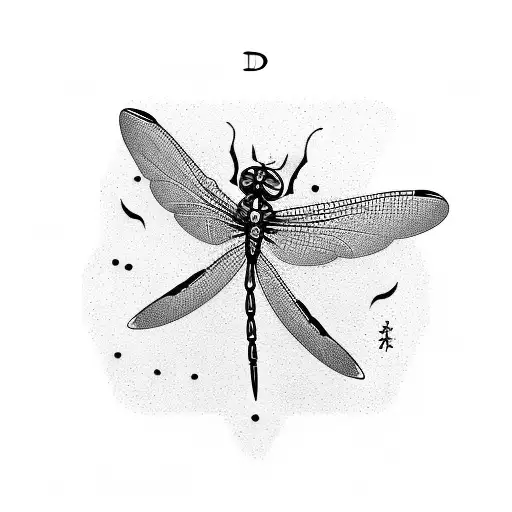dragonfly shaped as a "D" tattoo design idea