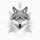 Wolf and Eagle in dotwork style tattoo design idea