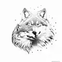 Wolf and Eagle in dotwork style tattoo design idea
