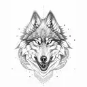 Wolf and Eagle in dotwork style tattoo design idea