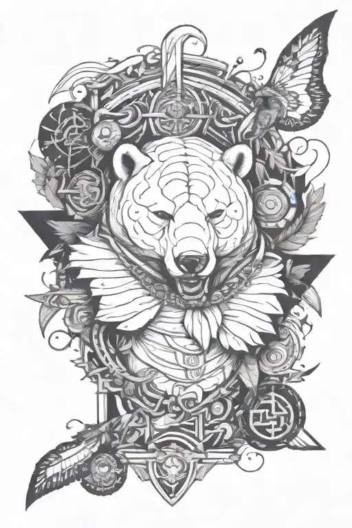 Polar Bear crushing roman warrior tattoo design idea