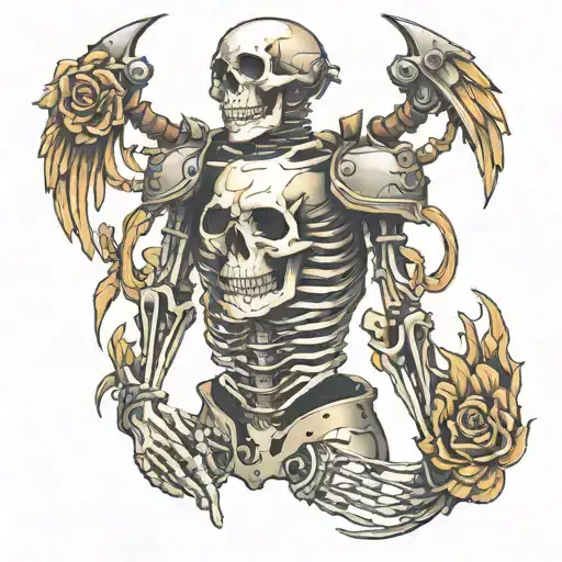 skeleton an body armour  tattoo design idea