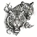 tiger chasing deer head tattoo design idea