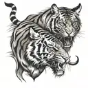 tiger chasing deer head tattoo design idea