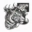 tiger chasing deer head tattoo design idea