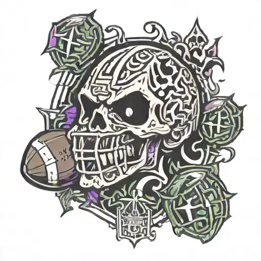 gnarliest nightmare football logo tattoo design idea