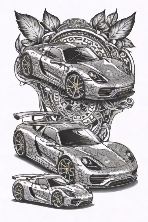 Porsche 918 tattoo design idea