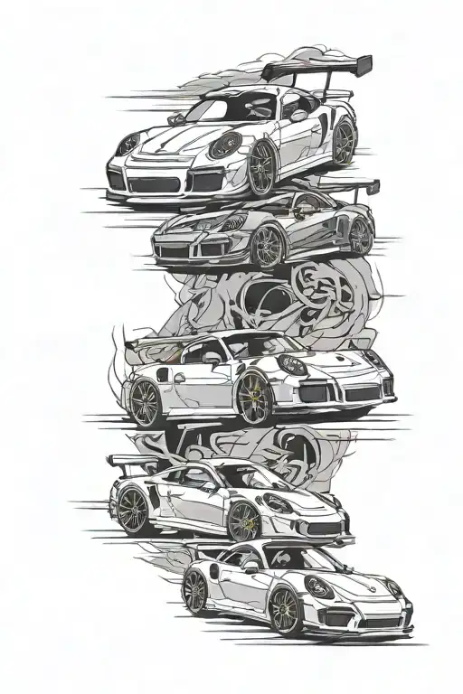father daughter Porsche 911 GT3 RS tattoo design idea