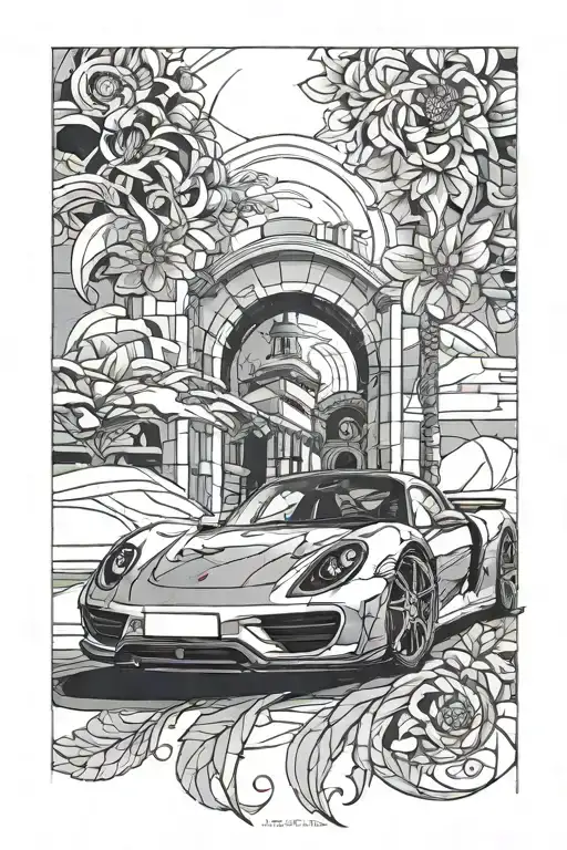 Porsche 918 tattoo design idea