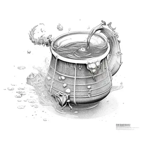 A cauldron overflowing with magical potions tattoo design idea