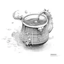 A cauldron overflowing with magical potions tattoo design idea