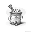 A cauldron overflowing with magical potions tattoo design idea